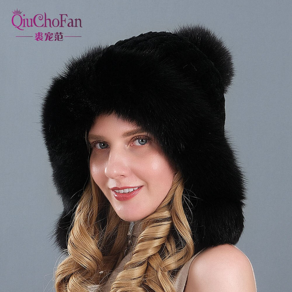 Knitted Real Fur Beanies Hats