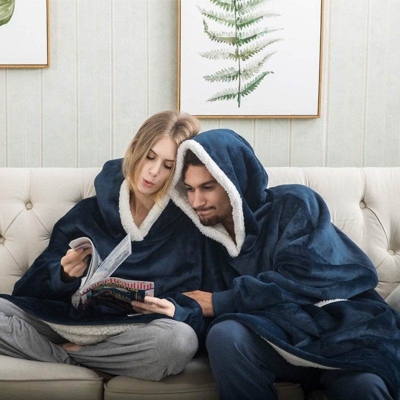 Winter Hoodie Blanket Women Long Sweatshirt