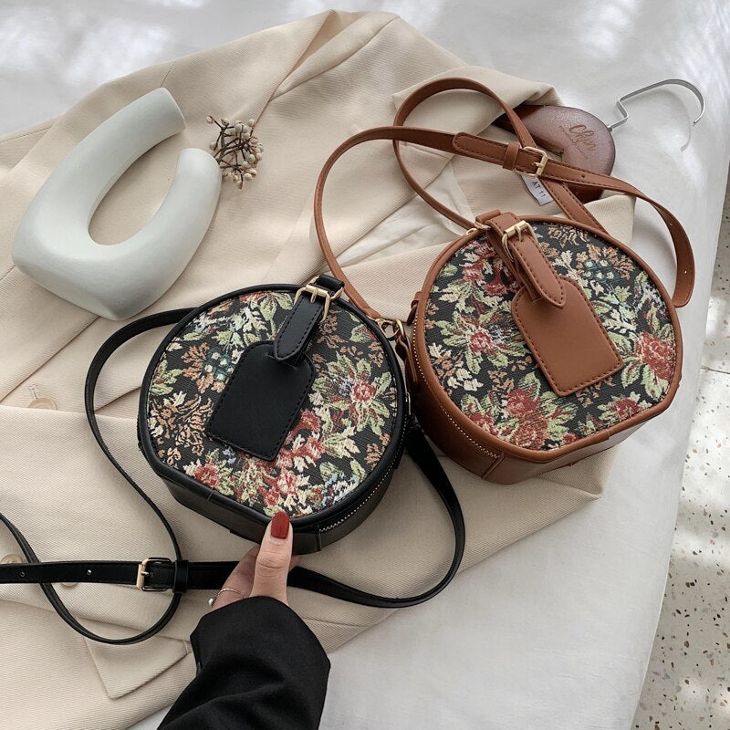 Round Small PU Leather Crossbody Bags