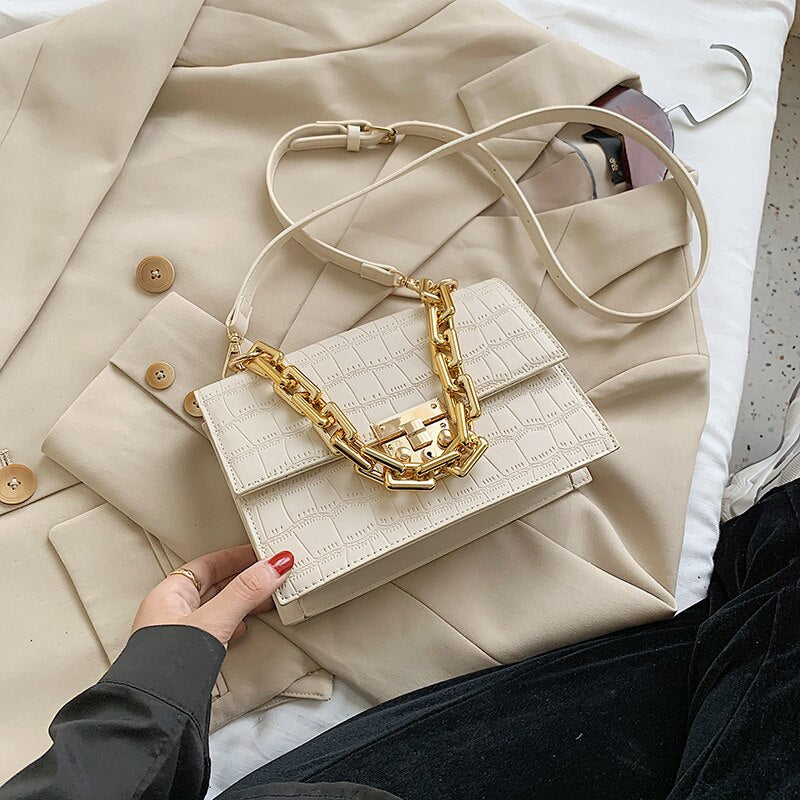 Thick Chain Small PU Leather Flap Bags