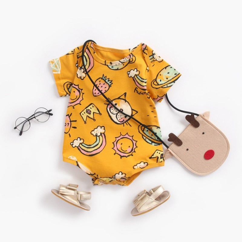 Newborn baby girls bodysuit short