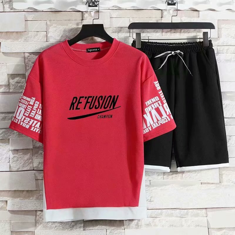New Men's T-shirt Set Fashion Hip Hop Streetwear