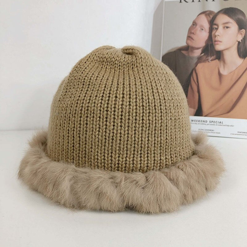 New Solid color Real Rex Rabbit Hair cap