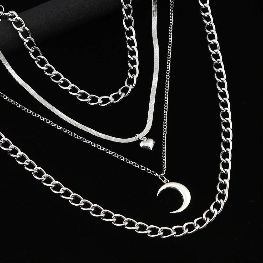 Layer Moon Pendant Necklace