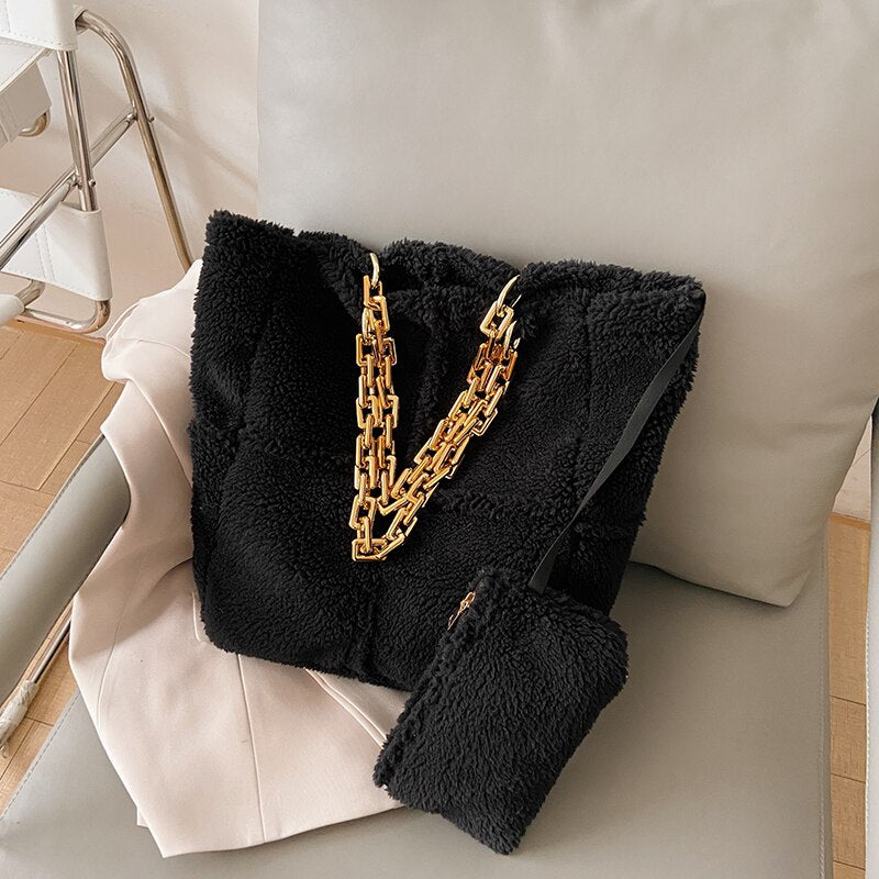 Plush Chain Handbag for Women