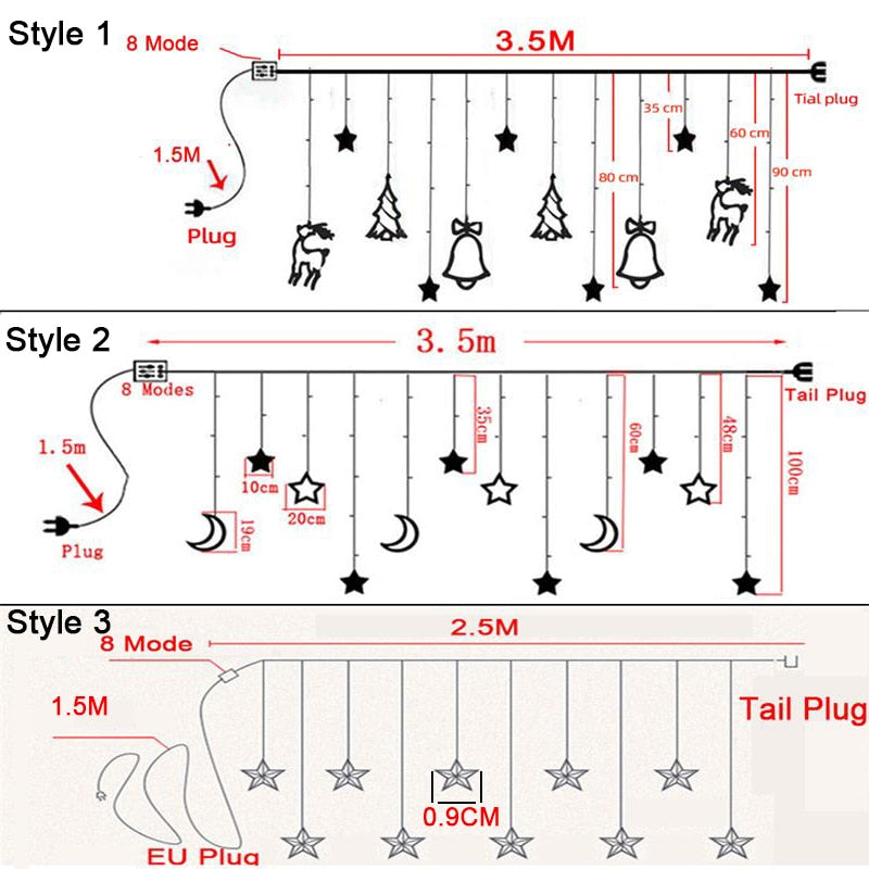 LED Star Moon Curtain Light
