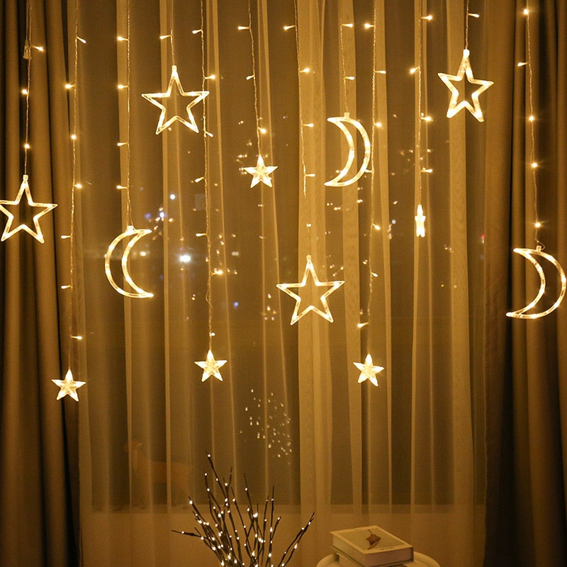 LED Star Moon Curtain Light