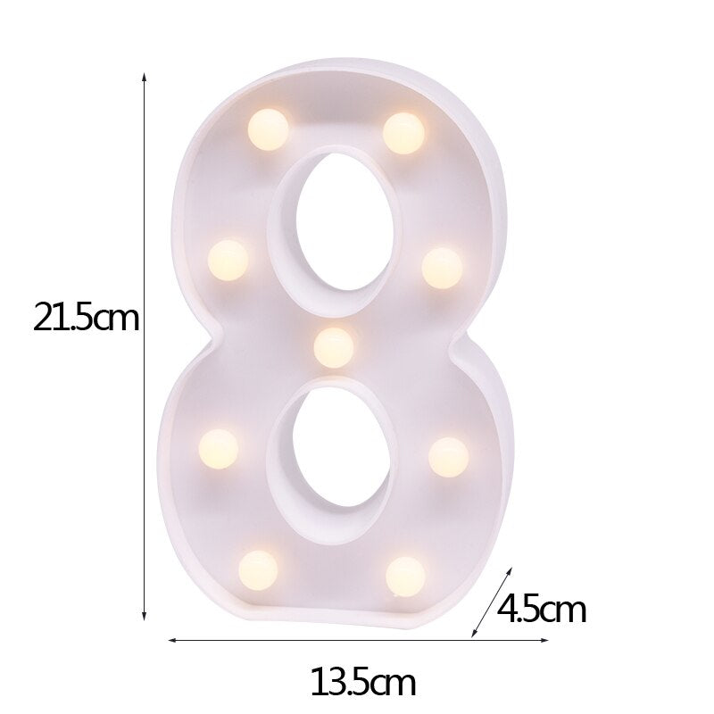 White Letter & Number LED Night Light