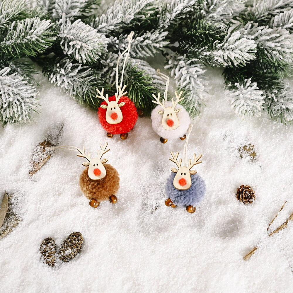 Wooden Elk Christmas Decoration Tree Cute Hanging Decor