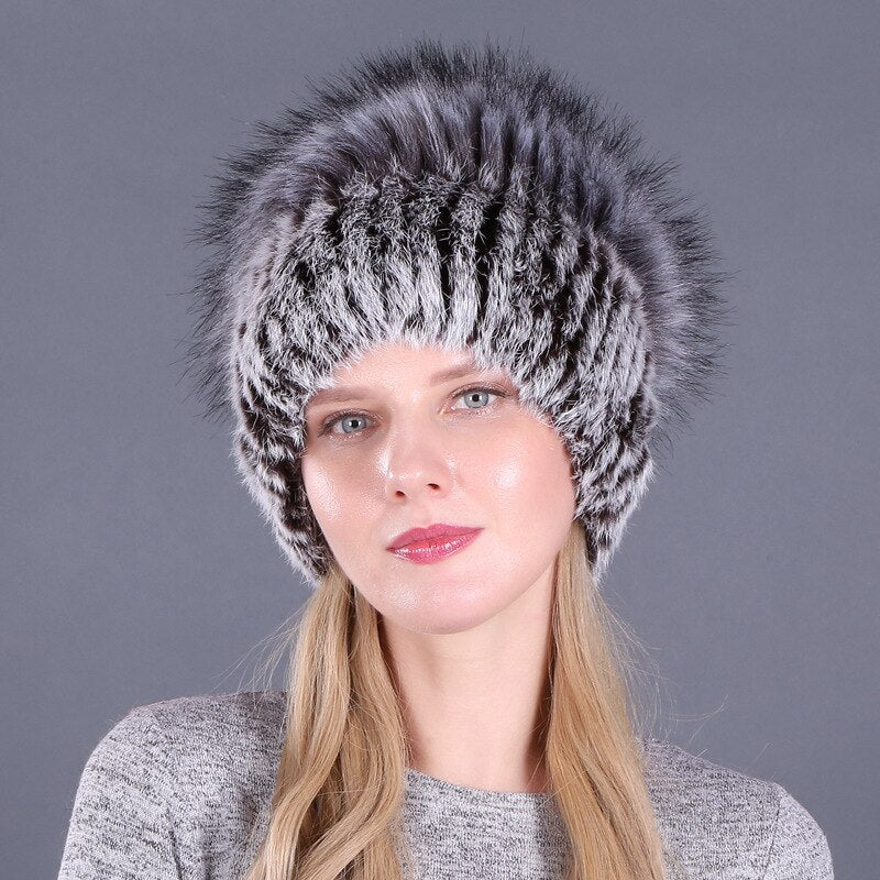 winter rabbit fur hat