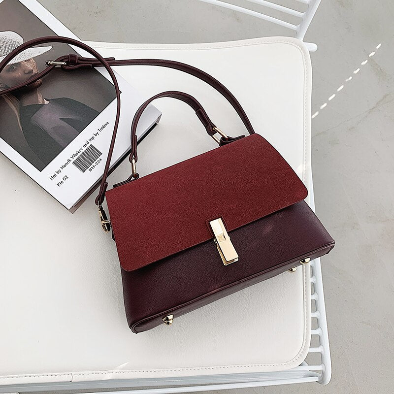 Suede Leather Black Crossbody Bag