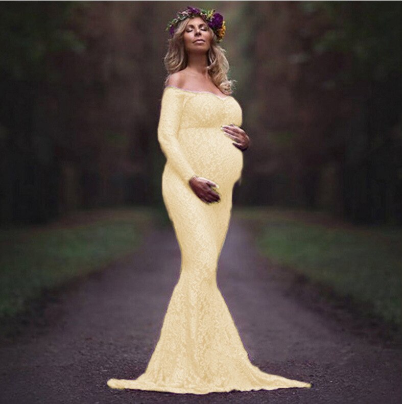 Lace Long Tail Maternity Dresses