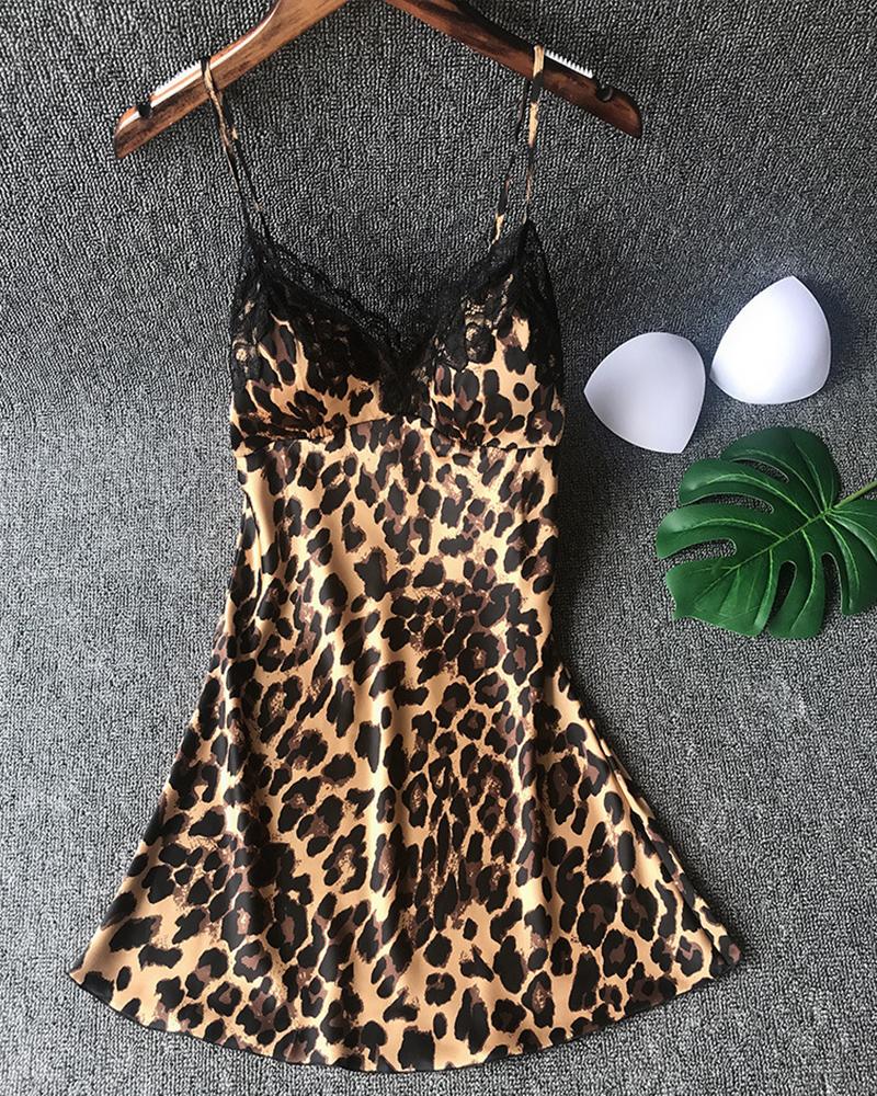Women Sexy V Neck Lace Mini Sleepwear
